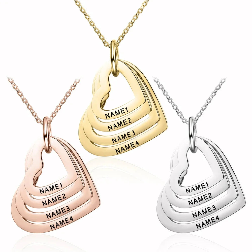 Heart  Necklace with 4 names !