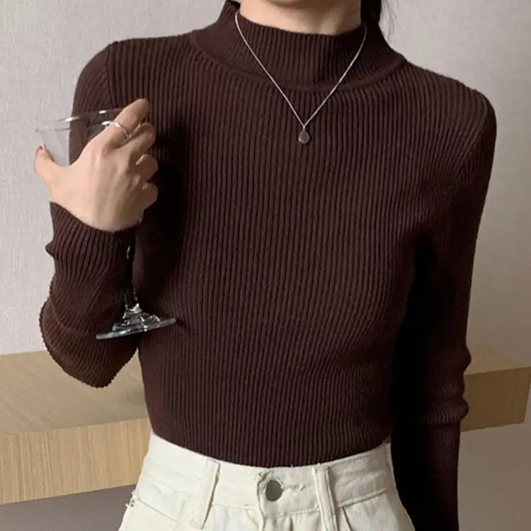 Autumn Winter Mock Neck Women Sweater!