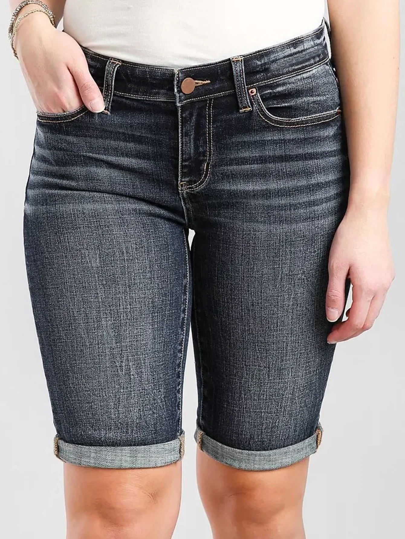 Women's Curling simple all-match Denim pants !