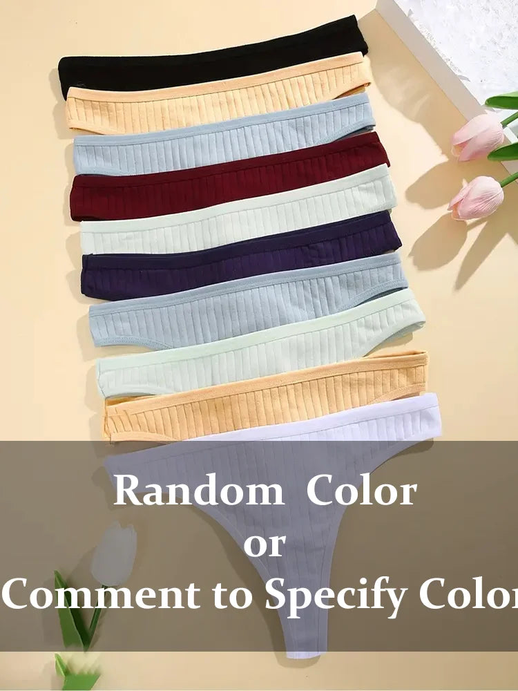6Pcs/Set Women Cotton Thongs Panties Female  S-XL Intimates