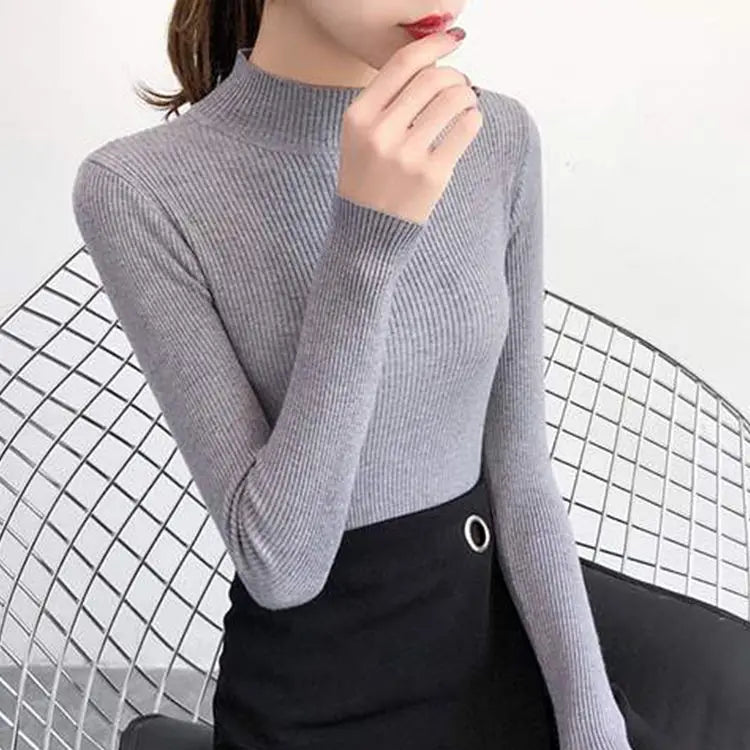 Autumn Winter Mock Neck Women Sweater!