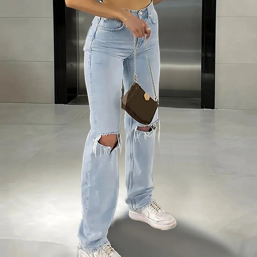 Women's new knee-piercing jeans !
