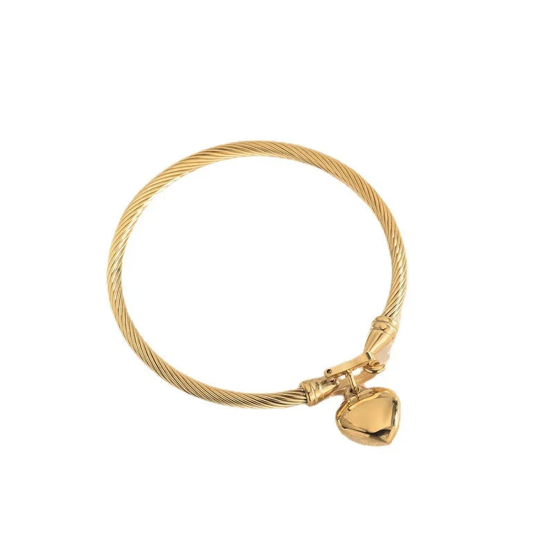 18k Gold Color Stainless Pendant Charm Bangle Bracelets !