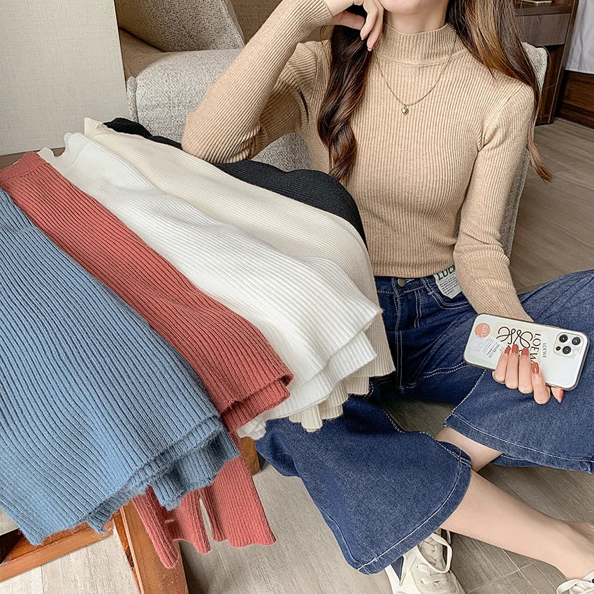 Autumn Winter Mock Neck Women Sweater!