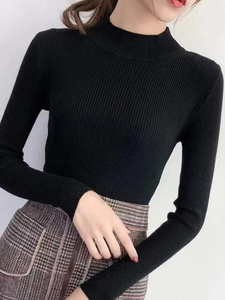 Autumn Winter Mock Neck Women Sweater!