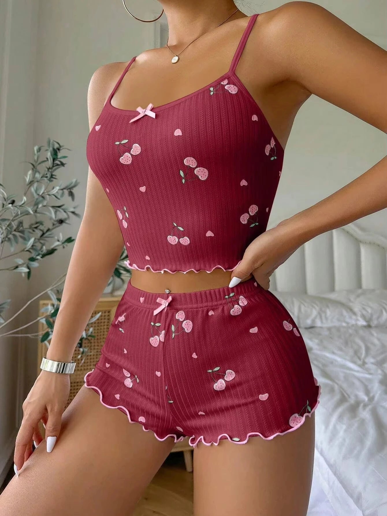 Cherry Print Pajama Set!