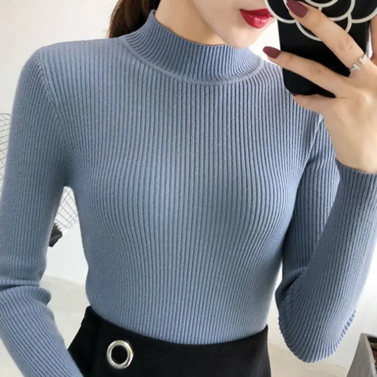 Autumn Winter Mock Neck Women Sweater!