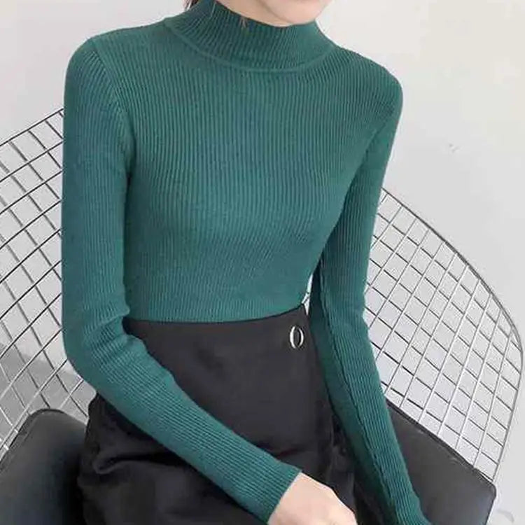Autumn Winter Mock Neck Women Sweater!