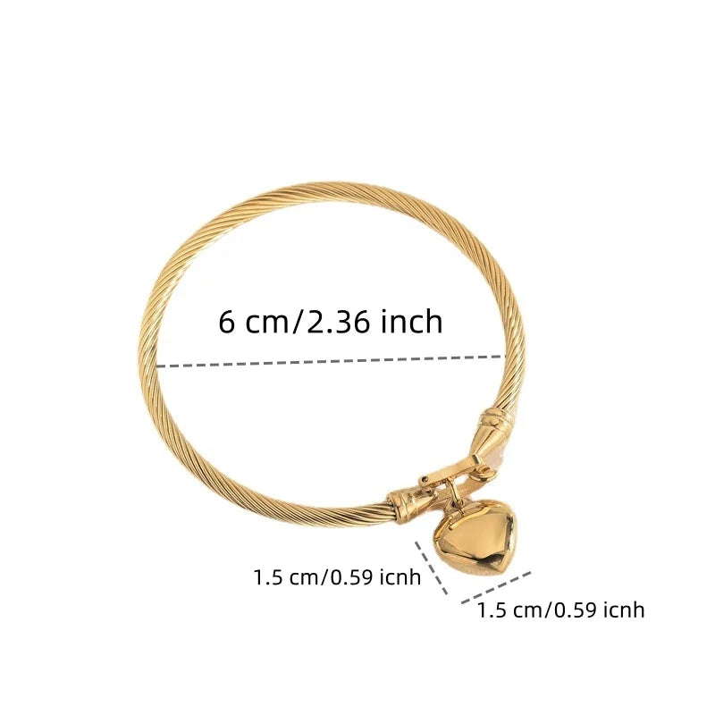 18k Gold Color Stainless Pendant Charm Bangle Bracelets !