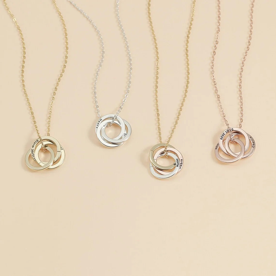Personalized Custom Engraved Family Name Circle Necklace !