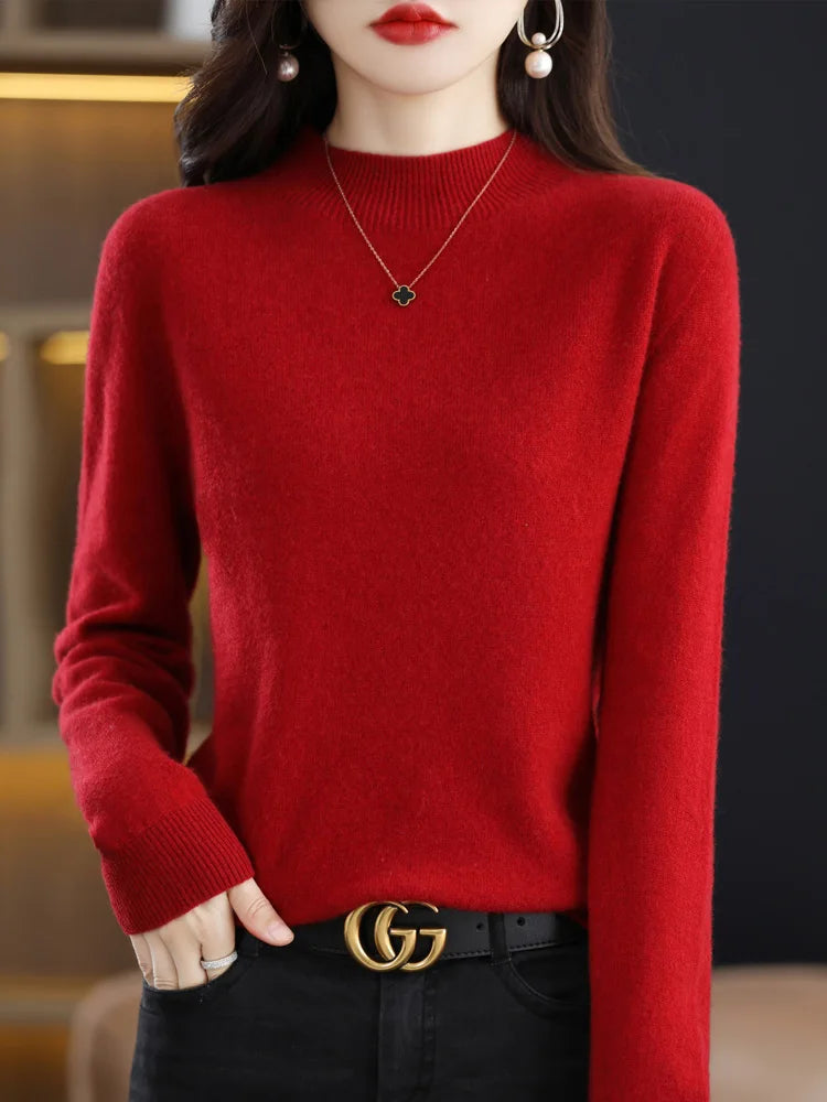 2025 Autumn and Winter Women's Solid Round Neck Sweater