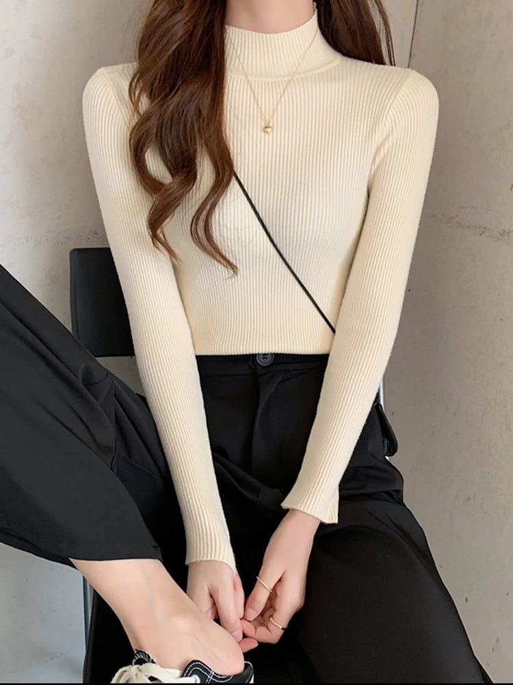 Autumn Winter Mock Neck Women Sweater!