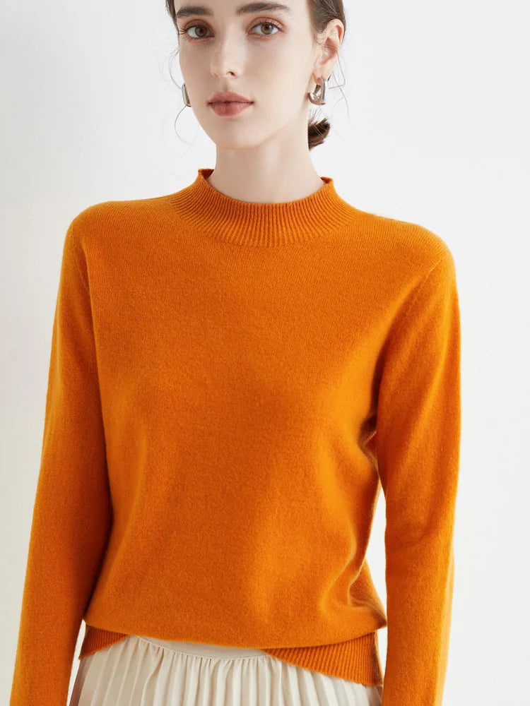 2025 Autumn and Winter Women's Solid Round Neck Sweater