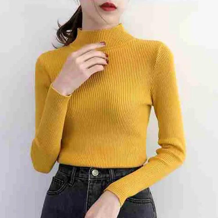 Autumn Winter Mock Neck Women Sweater!