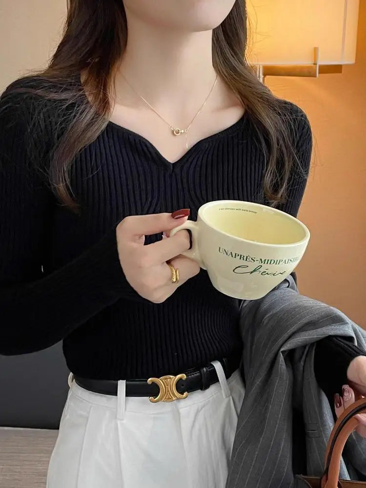 2025 Autumn Winter Women's Elegant V-Neck Pullover Sweater !