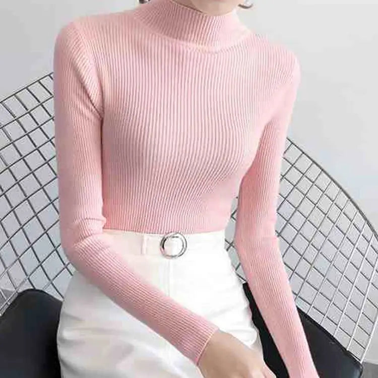 Autumn Winter Mock Neck Women Sweater!