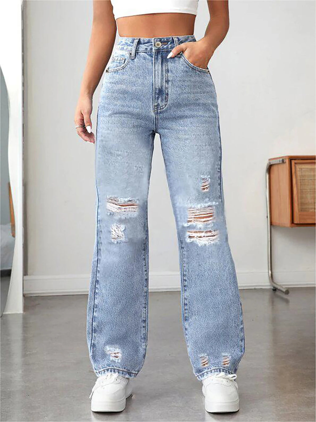 Women's wide-leg pants ripped !