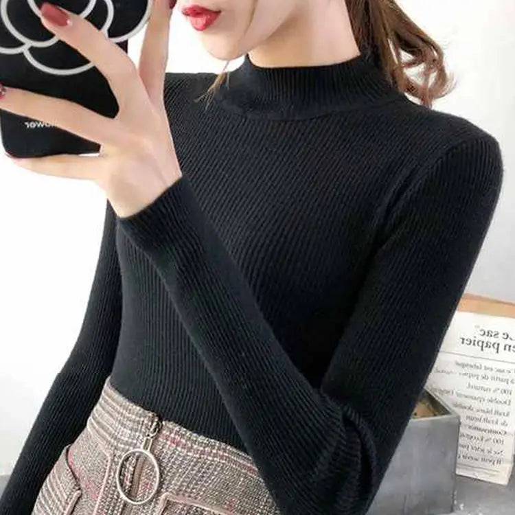Autumn Winter Mock Neck Women Sweater!
