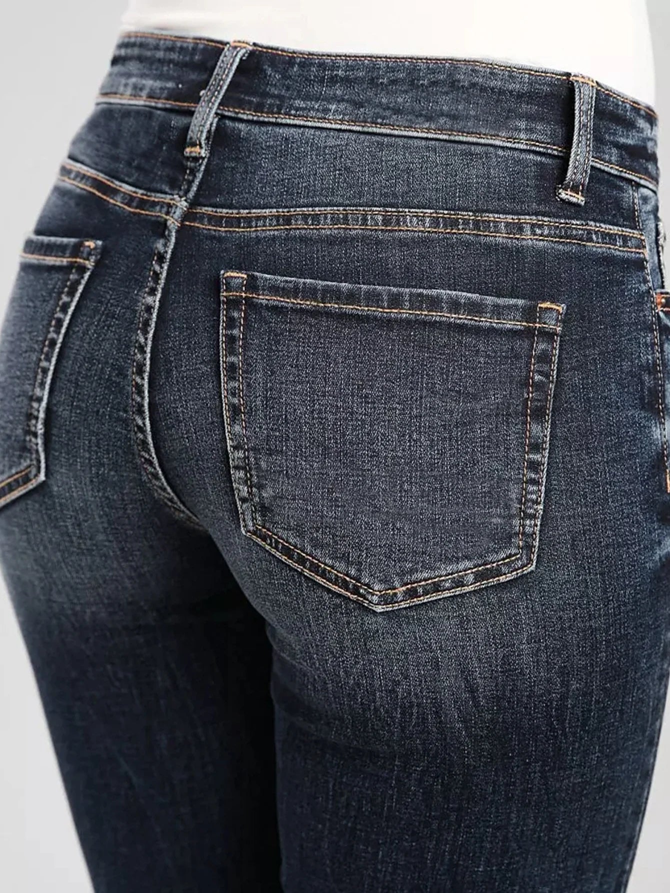 Women's Curling simple all-match Denim pants !