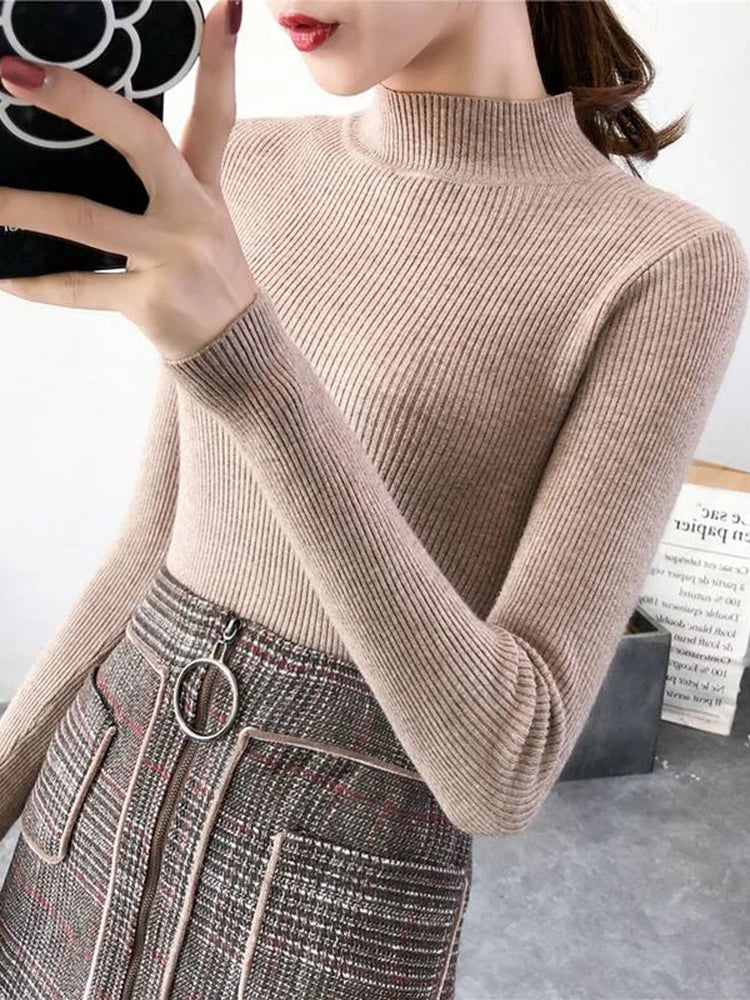 Autumn Winter Mock Neck Women Sweater!